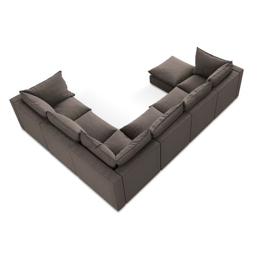 Canapé Panoramique 5 Places Modulaire Manao En Tissu Bouclette Chocolat