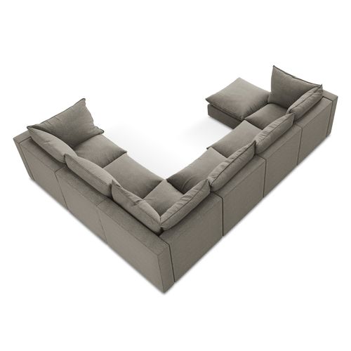 Canapé Panoramique 5 Places Modulaire Manao En Tissu Bouclette Gris