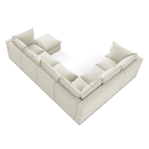 Canapé Panoramique 5 Places Modulaire Manao En Tissu Bouclette Sable