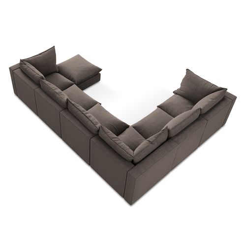 Canapé Panoramique 5 Places Modulaire Manao En Tissu Bouclette Chocolat