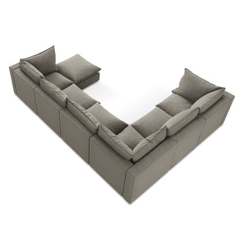 Canapé Panoramique 5 Places Modulaire Manao En Tissu Bouclette Gris