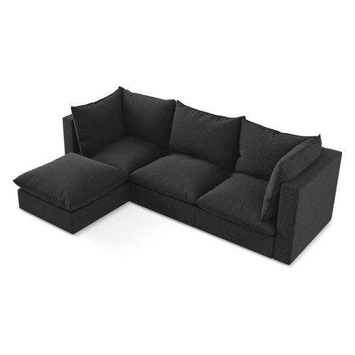 Canapé D'angle 3 Places Modulaire Gauche Manao En Velours Noir