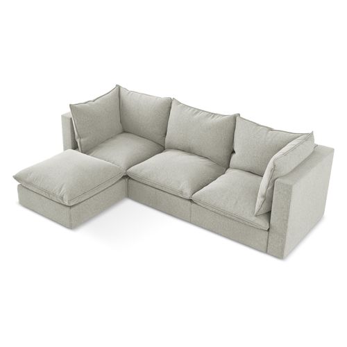 Canapé D'angle 3 Places Modulaire Gauche Manao En Velours Gris Clair