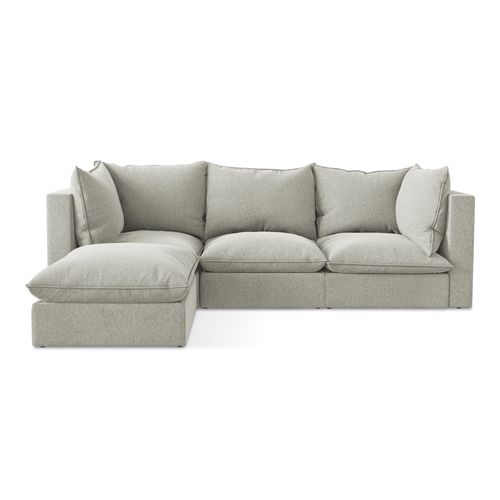 Canapé D'angle 3 Places Modulaire Gauche Manao En Velours Gris Clair