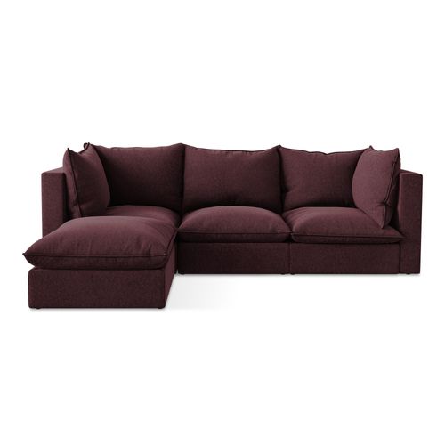 Canapé D'angle 3 Places Modulaire Gauche Manao En Velours Bourgogne