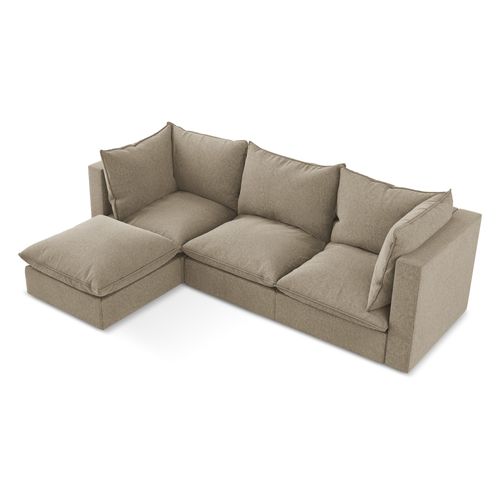 Canapé D'angle 3 Places Modulaire Gauche Manao En Velours Beige