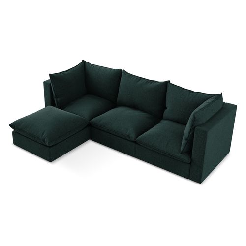 Canapé D'angle 3 Places Modulaire Gauche Manao En Velours Gris Vert