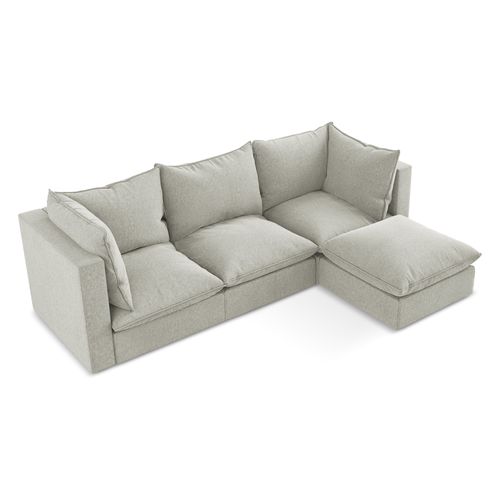 Canapé D'angle 3 Places Modulaire Droit Manao En Velours Gris Clair