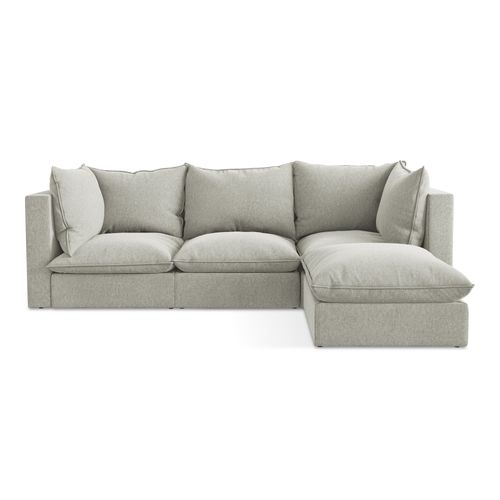 Canapé D'angle 3 Places Modulaire Droit Manao En Velours Gris Clair