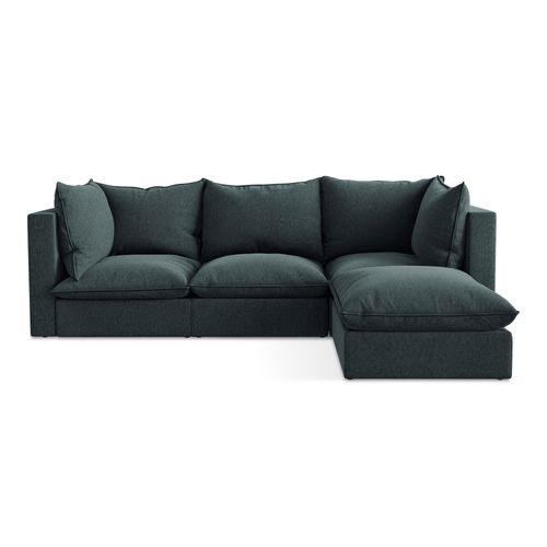 Canapé D'angle 3 Places Modulaire Droit Manao En Velours Marin