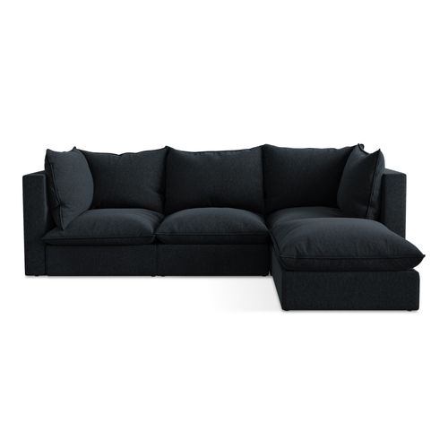 Canapé D'angle 3 Places Modulaire Droit Manao En Velours Bleu Royal