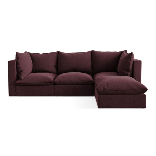Canapé D'angle 3 Places Modulaire Droit Manao En Velours Bourgogne