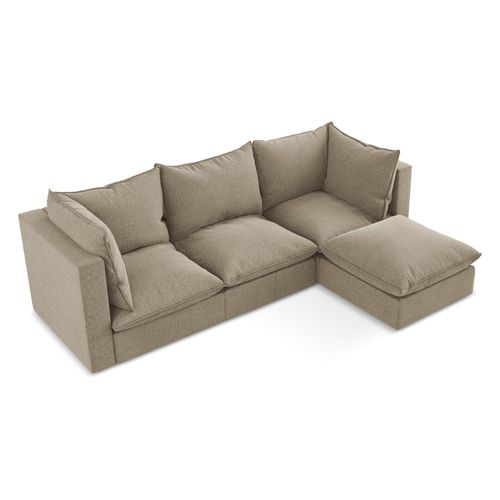 Canapé D'angle 3 Places Modulaire Droit Manao En Velours Beige