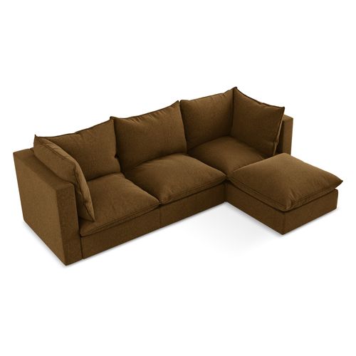 Canapé D'angle 3 Places Modulaire Droit Manao En Velours Moutarde