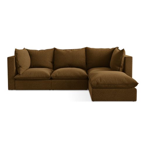 Canapé D'angle 3 Places Modulaire Droit Manao En Velours Moutarde