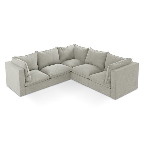 Canapé D'angle 4 Places Modulaire Manao En Velours Gris Clair