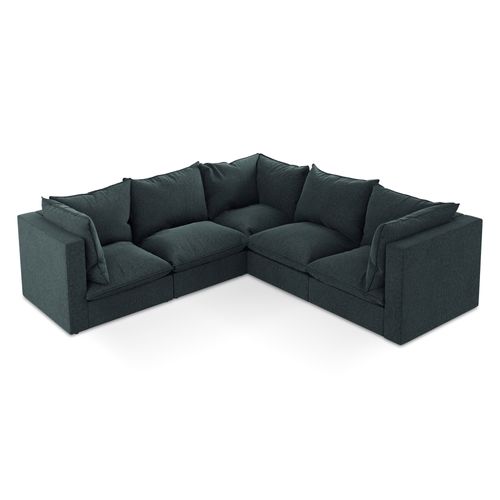 Canapé D'angle 4 Places Modulaire Manao En Velours Marin