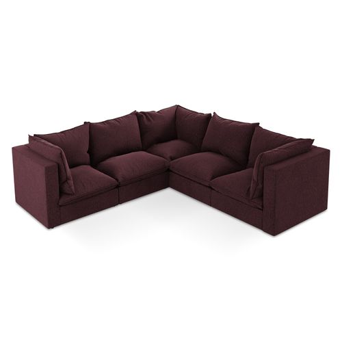 Canapé D'angle 4 Places Modulaire Manao En Velours Bourgogne