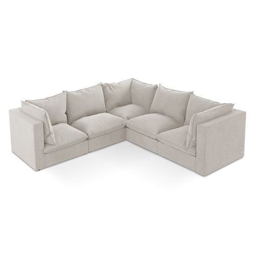 Canapé D'angle 4 Places Modulaire Manao En Velours Beige Clair