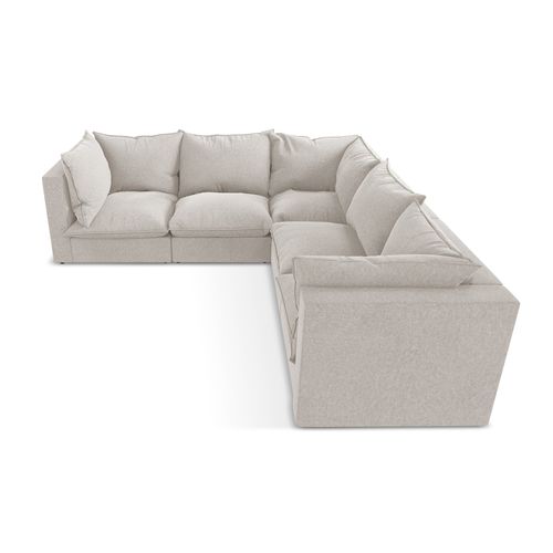 Canapé D'angle 4 Places Modulaire Manao En Velours Beige Clair