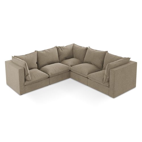Canapé D'angle 4 Places Modulaire Manao En Velours Beige