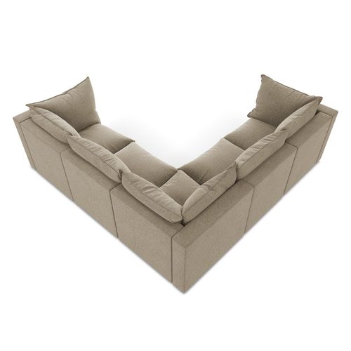 Canapé D'angle 4 Places Modulaire Manao En Velours Beige