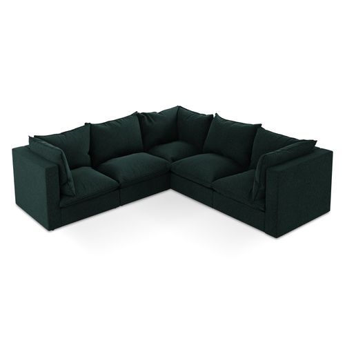 Canapé D'angle 4 Places Modulaire Manao En Velours Gris Vert
