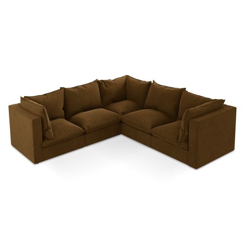 Canapé D'angle 4 Places Modulaire Manao En Velours Moutarde