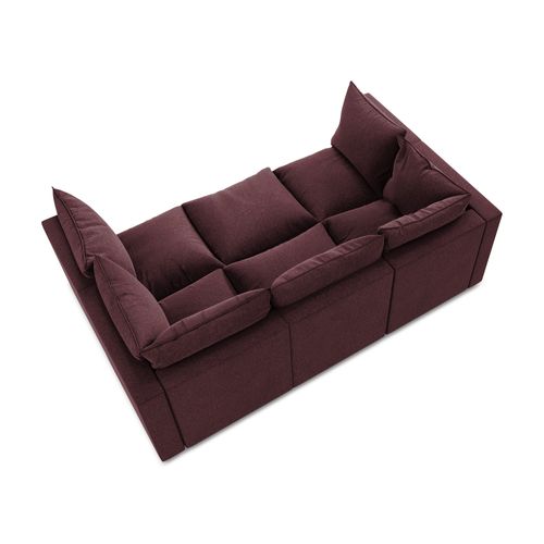 Canapé Modulable 3 Places Manao En Velours Bourgogne