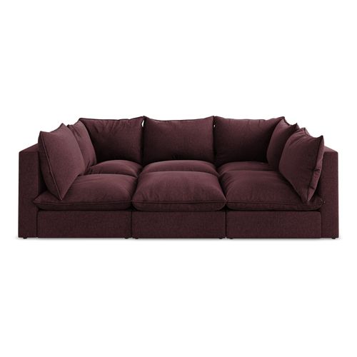 Canapé Modulable 3 Places Manao En Velours Bourgogne