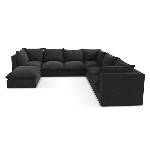 Canapé Panoramique 5 Places Modulaire Manao En Velours Noir