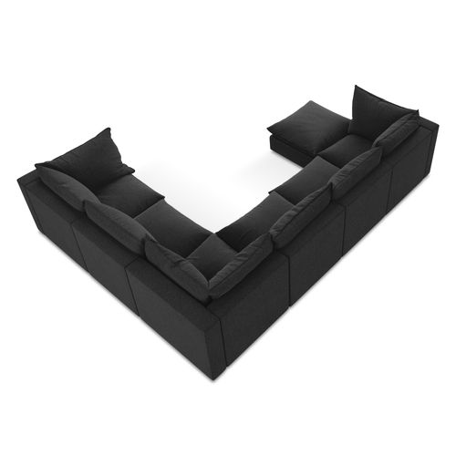 Canapé Panoramique 5 Places Modulaire Manao En Velours Noir