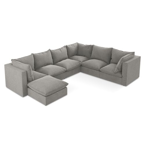 Canapé Panoramique 5 Places Modulaire Manao En Velours Gris