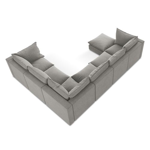 Canapé Panoramique 5 Places Modulaire Manao En Velours Gris