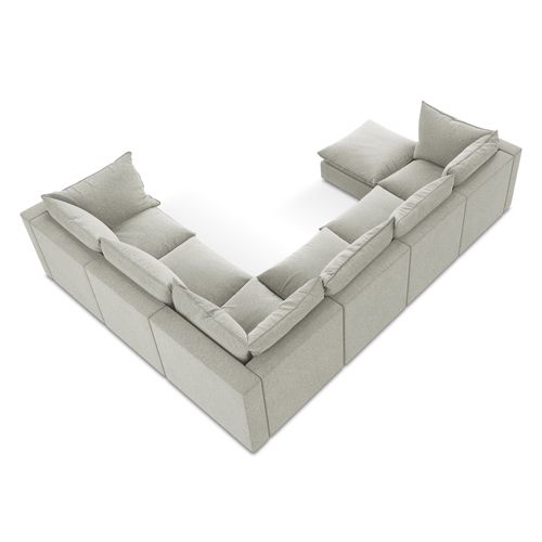 Canapé Panoramique 5 Places Modulaire Manao En Velours Gris Clair