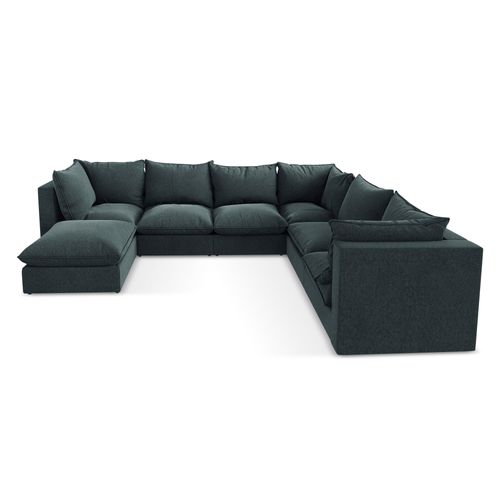 Canapé Panoramique 5 Places Modulaire Manao En Velours Marin
