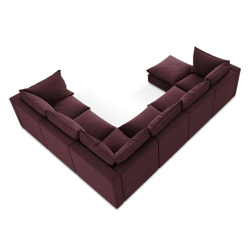 Canapé Panoramique 5 Places Modulaire Manao En Velours Bourgogne
