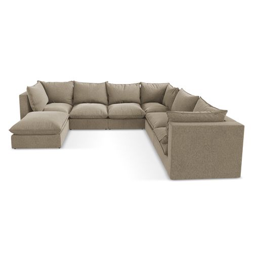 Canapé Panoramique 5 Places Modulaire Manao En Velours Beige