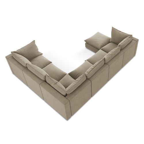 Canapé Panoramique 5 Places Modulaire Manao En Velours Beige