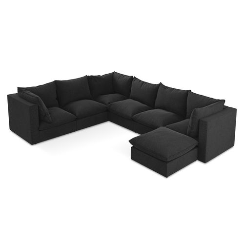 Canapé Panoramique 5 Places Modulaire Manao En Velours Noir