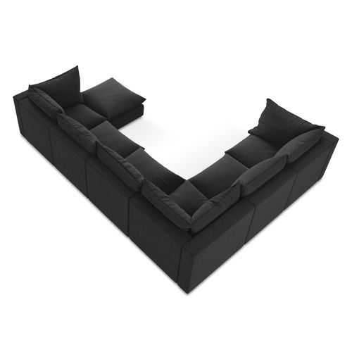 Canapé Panoramique 5 Places Modulaire Manao En Velours Noir