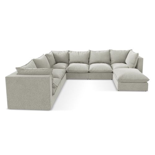 Canapé Panoramique 5 Places Modulaire Manao En Velours Gris Clair