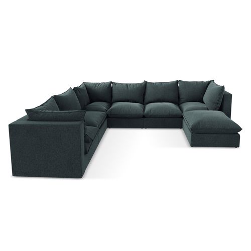 Canapé Panoramique 5 Places Modulaire Manao En Velours Marin