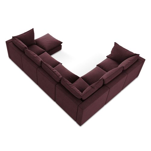 Canapé Panoramique 5 Places Modulaire Manao En Velours Bourgogne