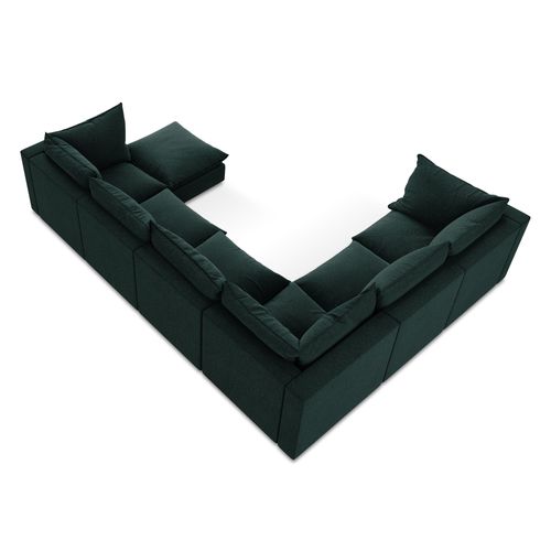 Canapé Panoramique 5 Places Modulaire Manao En Velours Gris Vert