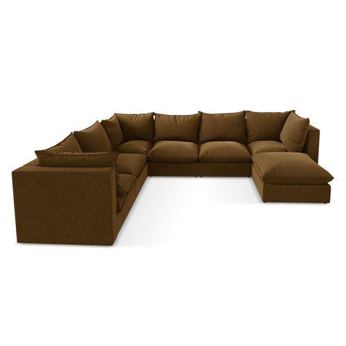Canapé Panoramique 5 Places Modulaire Manao En Velours Moutarde