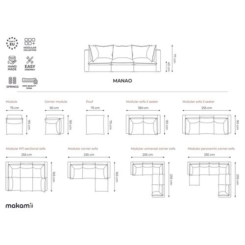Fauteuil Pour Canapé Modulable Manao En Tissu Texturé Noir