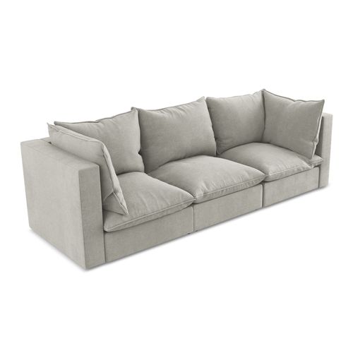 Canapé Modulable 3 Places Manao En Tissu Texturé Gris Clair