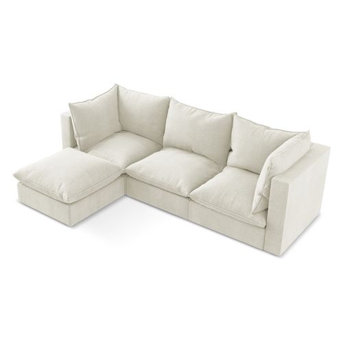 Canapé D'angle 3 Places Modulaire Gauche Manao En Tissu Texturé Beige