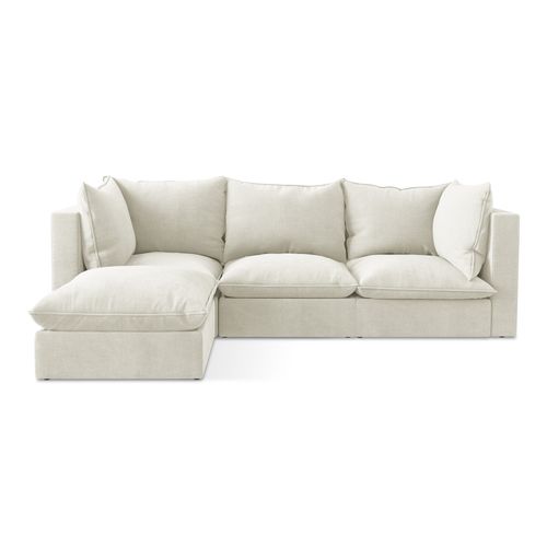 Canapé D'angle 3 Places Modulaire Gauche Manao En Tissu Texturé Beige